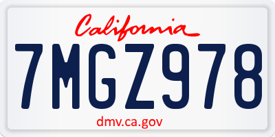 CA license plate 7MGZ978