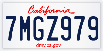 CA license plate 7MGZ979