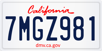 CA license plate 7MGZ981