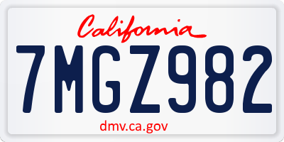 CA license plate 7MGZ982