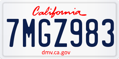CA license plate 7MGZ983