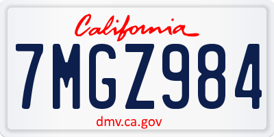CA license plate 7MGZ984