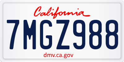 CA license plate 7MGZ988