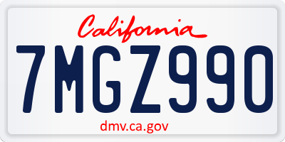 CA license plate 7MGZ990