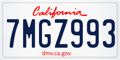 CA license plate 7MGZ993