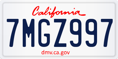 CA license plate 7MGZ997