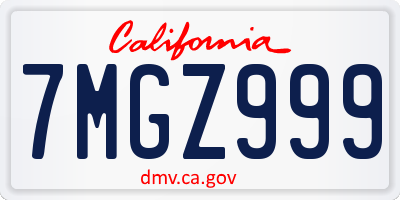 CA license plate 7MGZ999