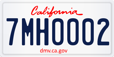 CA license plate 7MH0002