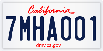 CA license plate 7MHA001