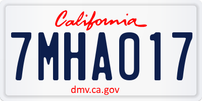 CA license plate 7MHA017