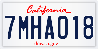 CA license plate 7MHA018
