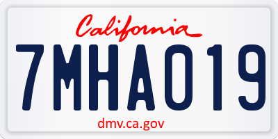 CA license plate 7MHA019