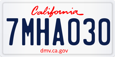 CA license plate 7MHA030