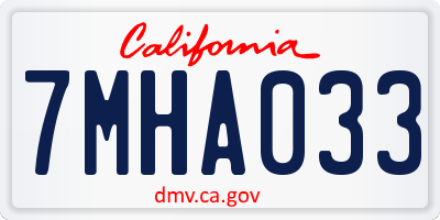 CA license plate 7MHA033