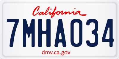CA license plate 7MHA034