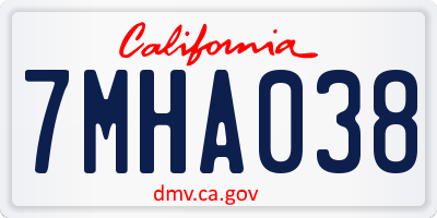CA license plate 7MHA038