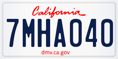 CA license plate 7MHA040