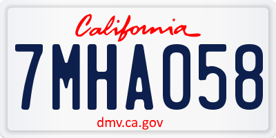CA license plate 7MHA058