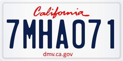 CA license plate 7MHA071