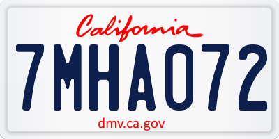 CA license plate 7MHA072