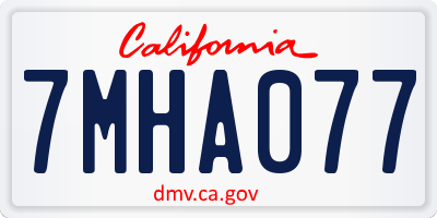 CA license plate 7MHA077