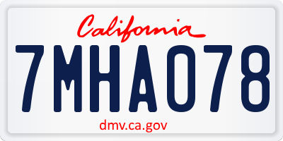 CA license plate 7MHA078
