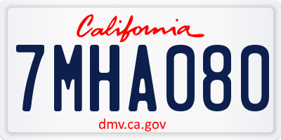 CA license plate 7MHA080