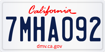 CA license plate 7MHA092