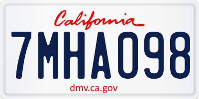 CA license plate 7MHA098