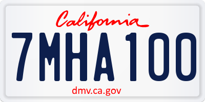CA license plate 7MHA100