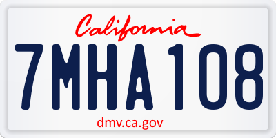 CA license plate 7MHA108