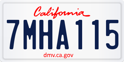 CA license plate 7MHA115