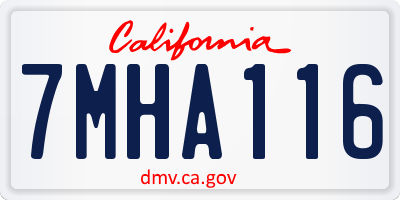 CA license plate 7MHA116