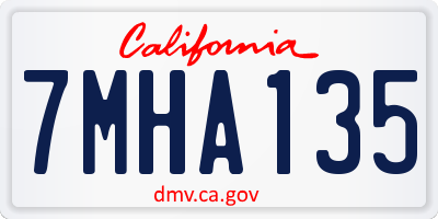 CA license plate 7MHA135