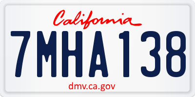 CA license plate 7MHA138