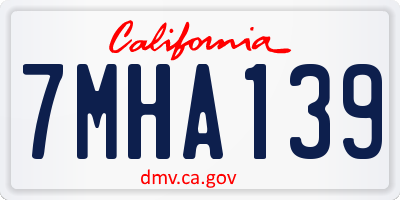 CA license plate 7MHA139