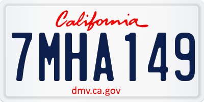 CA license plate 7MHA149