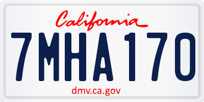 CA license plate 7MHA170