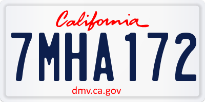 CA license plate 7MHA172