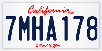 CA license plate 7MHA178