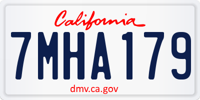 CA license plate 7MHA179