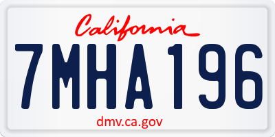 CA license plate 7MHA196