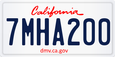 CA license plate 7MHA200
