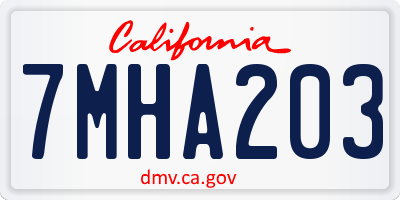 CA license plate 7MHA203