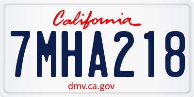 CA license plate 7MHA218