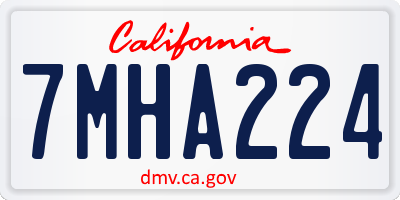 CA license plate 7MHA224