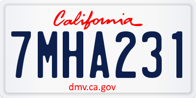 CA license plate 7MHA231