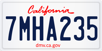 CA license plate 7MHA235