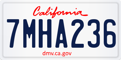 CA license plate 7MHA236