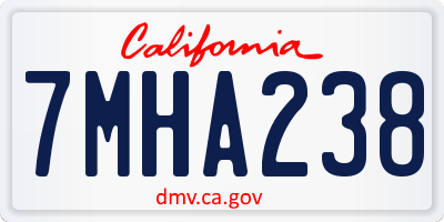 CA license plate 7MHA238